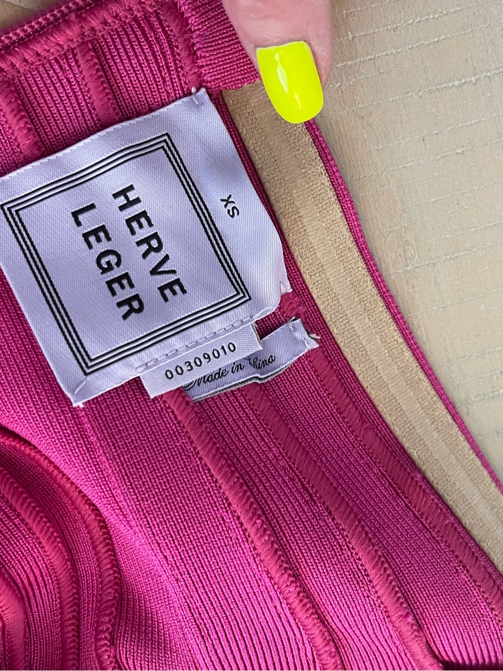 Herve Leger Fuchsia Strapless Bandage Skater Dress - Picture 3 of 8